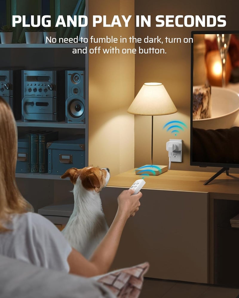 DEWENWILS Wireless Outlet, Programmable and Expandable Electrical Outlet Switch, Wireless Remote Light Switch, 100FT Range, 1 Remote and 3 Outlets - Image 2